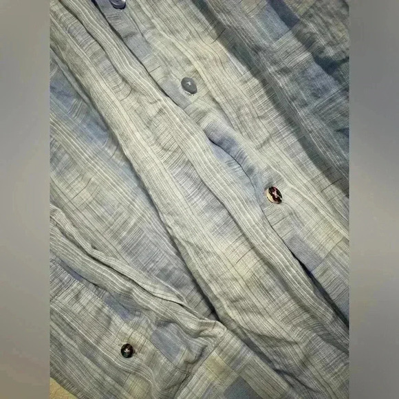 Luchiano Visconti Black Mens Blue White Long Sleeve Button Down Shirt Size M - Picture 5 of 9